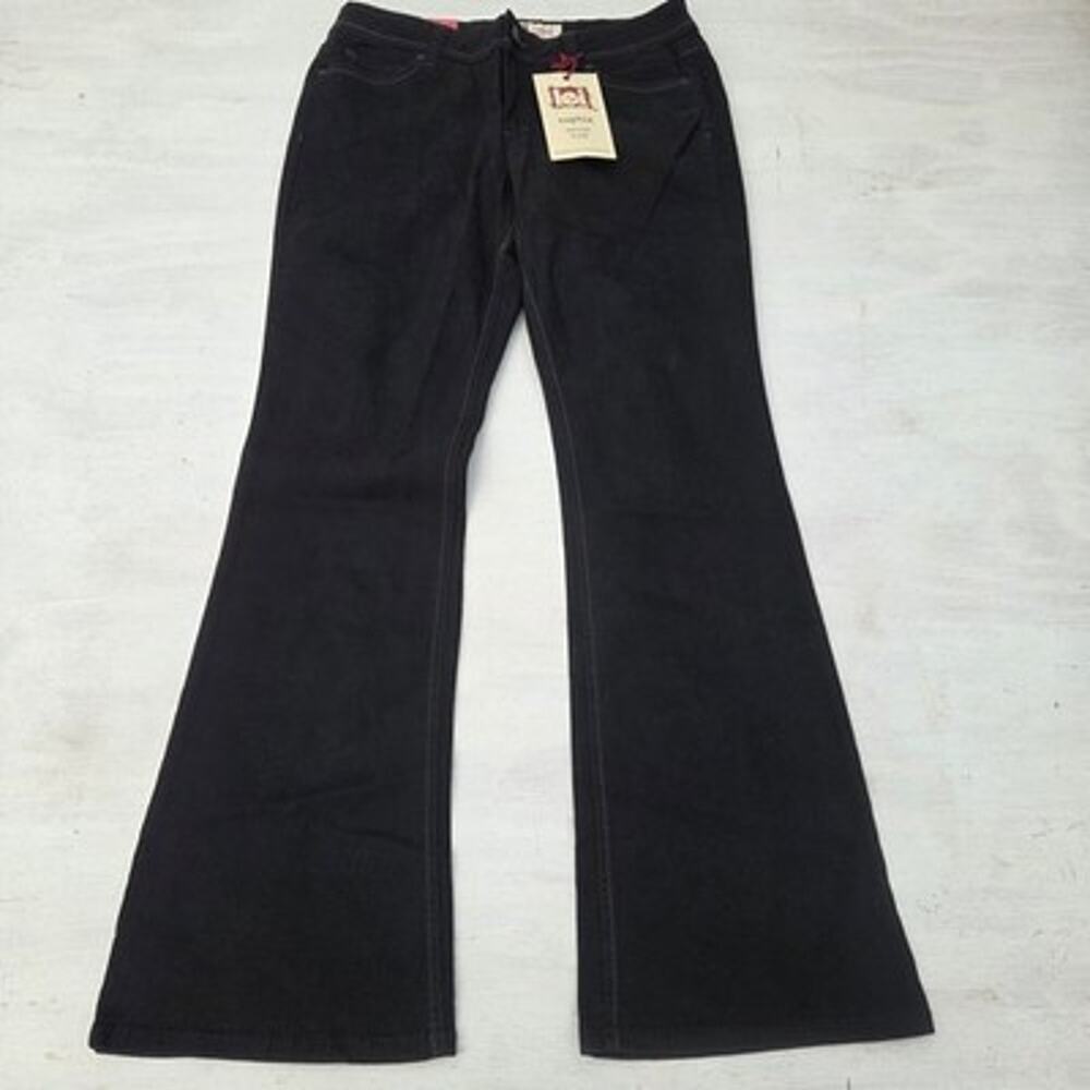 L.E.I. Sophia Hipster Flare Jeans Black Denim Juniors Size 13 Regular EUC